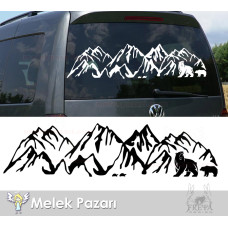 Dağ ve Ayılar Kamp Araba Karavan Sticker, Off Road Sticker 