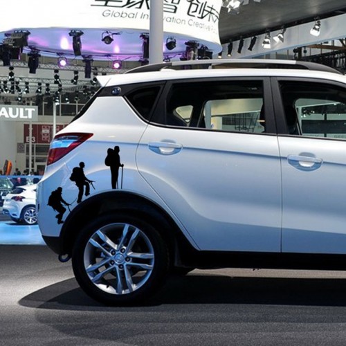 Dağa Tırmanan İnsanlar Araba Sticker Sağ ve Sol Set