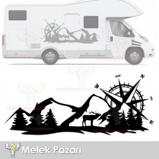 Geyik, Pusula Dağ, Kamp Karavan Off Road  Oto Sticker 