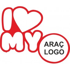 i My Love Araç Logonuz Araba Sticker 