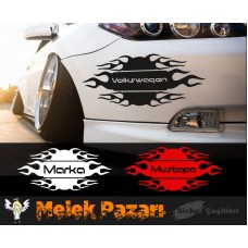 İstediğiniz Yazı, Marka Tribal Araba Sticker 