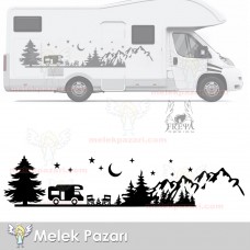 Kamp Orman Manzarası Karavan Stickerı, Kamp Stickerı