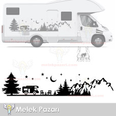 Kamp Orman Manzarası Karavan Stickerı, Kamp Stickerı 