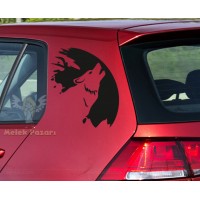 Kurt ve Ay Araba ve Duvar Sticker