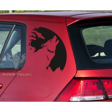 Kurt ve Ay Araba ve Duvar Sticker