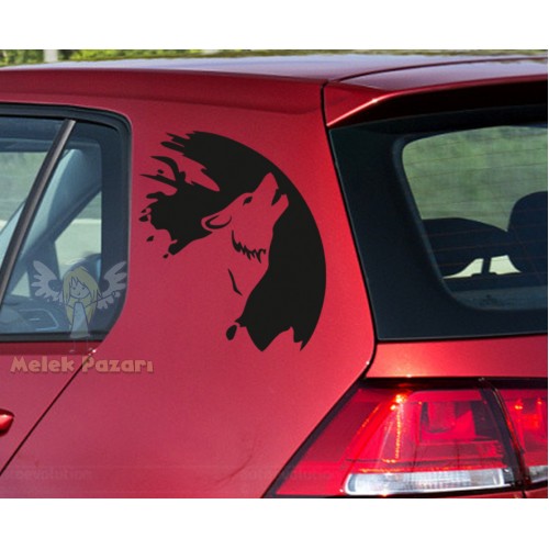 Kurt ve Ay Araba ve Duvar Sticker