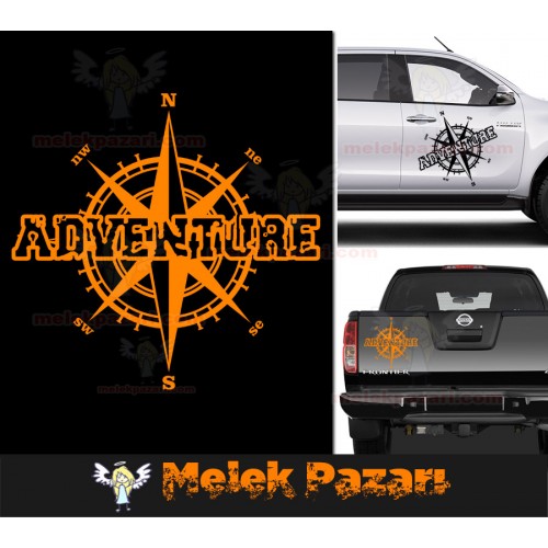 Macera - Adventure Pusula Off Road Araba Sticker