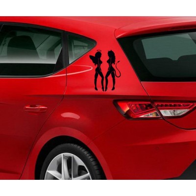 Melek ve Şeytan Kadın Araba Sticker