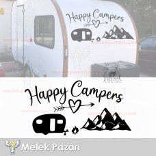 Mutlu Kampçılar, Happy Campiers, Kamp Sticker, Karavan Stickerı 