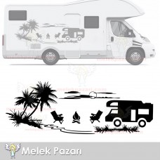 Palmiye Gün Batımı Manzara Moto Karavan Sticker