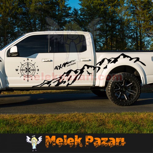Pusula Dağ 4x4 Off Road Araba Sticker