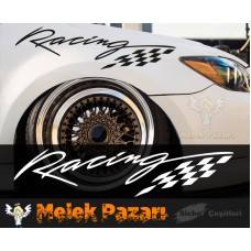 Racing Bayrak Araba Sticker 