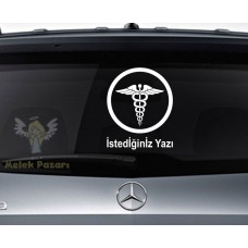 Sağlık Logosu  Yazı Tercihli Araba Sticker
