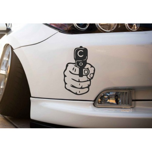 Silah Doğrultan El Araba Sticker