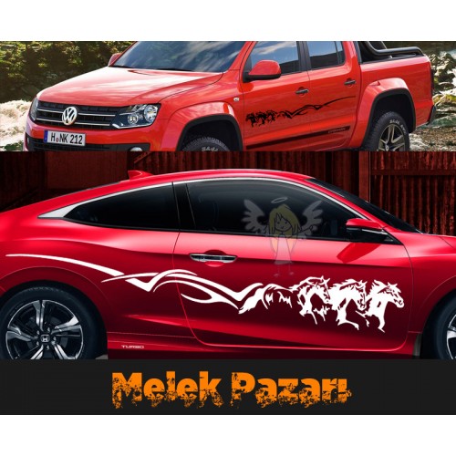 Tribal Atlar Oto Sticker, Araba Sticker