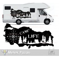 Türkiye Haritası Kamp Hayatı, Karavan Sticker 