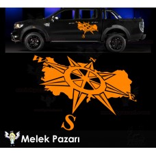 Türkiye Pusula Off Road Kamp Karavan Sticker 