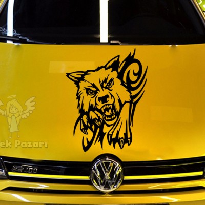 Vahşi Kurt Araba Araba Sticker