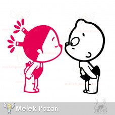 Öpüşen Çocuklar Oto Stickerı, Araba Sticker
