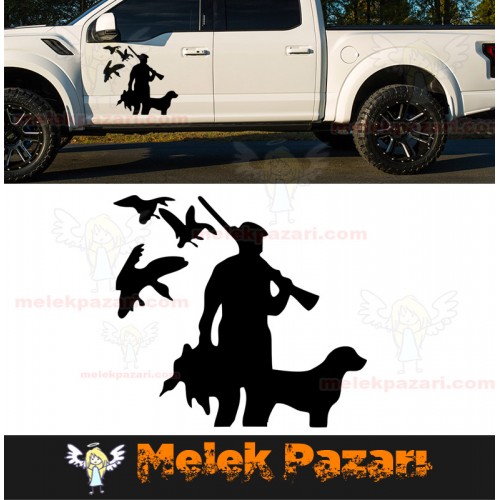 Ördek Avcısı ve Köpeği Oto Sticker