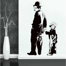 Charlie Chaplin ve Çocuk Duvar Sticker 