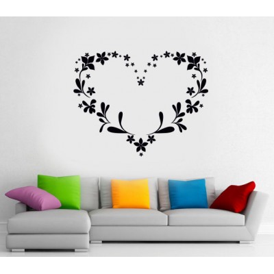 Çiçek Kalp Duvar Sticker