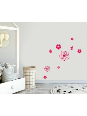 Çiçek ve Kelebekler  Duvar Sticker
