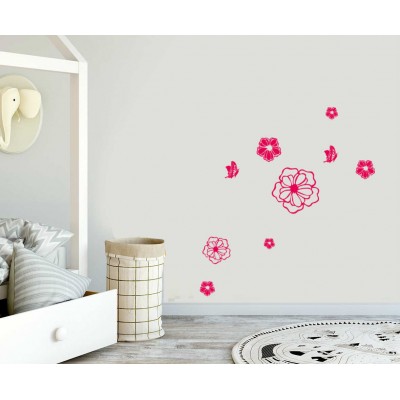 Çiçek ve Kelebekler  Duvar Sticker