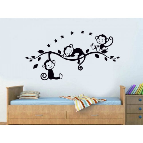 Daldaki Üç Maymun Duvar Sticker