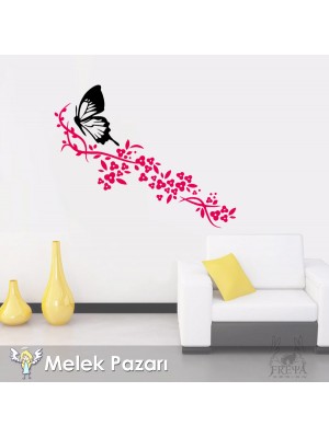 Çiçek ve Kelebek Floral Duvar Sticker Çiçek ve Kelebek Floral Duvar Sticker