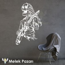 Rock'n Roll İskelet Müzik Duvar Sticker 