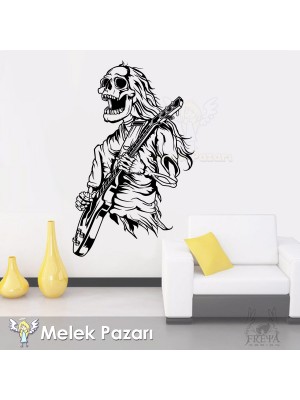 Rock'n Roll İskelet Müzik Duvar Sticker