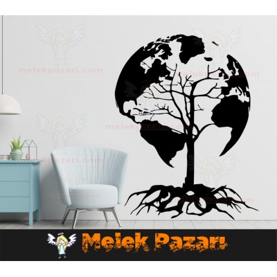 Ağaç Dünya Duvar Sticker