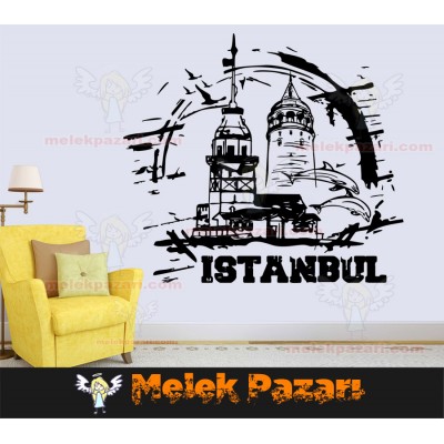 İstanbul, Galata Kulesi ve Kız Kulesi Duvar Sticker