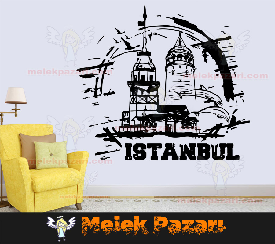 İstanbul, Galata Kulesi ve Kız Kulesi Duvar Sticker