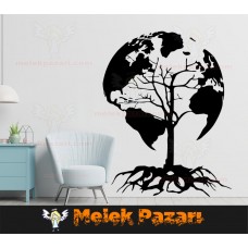 Ağaç Dünya Duvar Sticker 