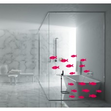 Balık Sürüsü Banyo, Duvar Sticker 