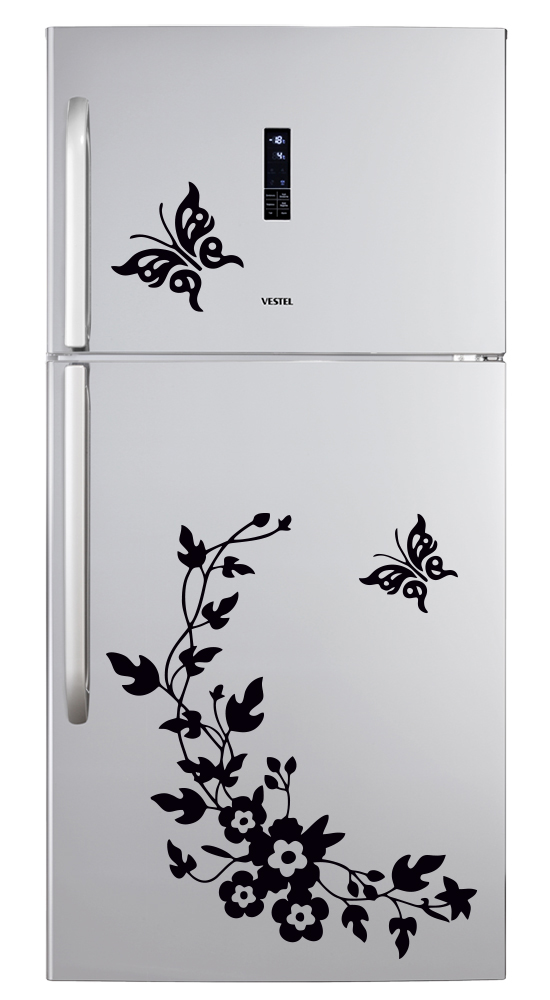Kelebekler ve Çiçek Buzdolabı, Dolap, Beyaz Eşya Sticker