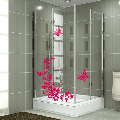 Çiçek ve Kelebek Banyo Sticker