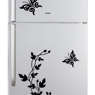 Kelebekler ve Çiçek Buzdolabı, Dolap, Beyaz Eşya Sticker