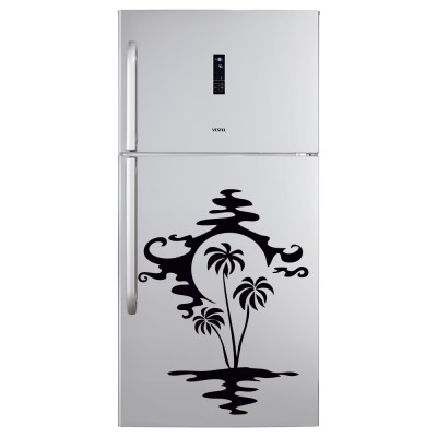 Palmiye ve Gün Batımı Manzarası Beyaz Eşya Sticker