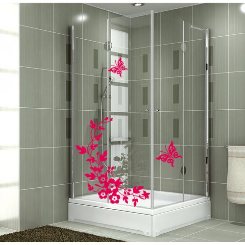 Çiçek ve Kelebek Banyo Sticker