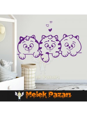 Sevimli Kediler Çocuk Odası Duvar Sticker