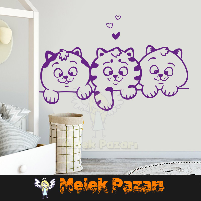 Sevimli Kediler Çocuk Odası Duvar Sticker