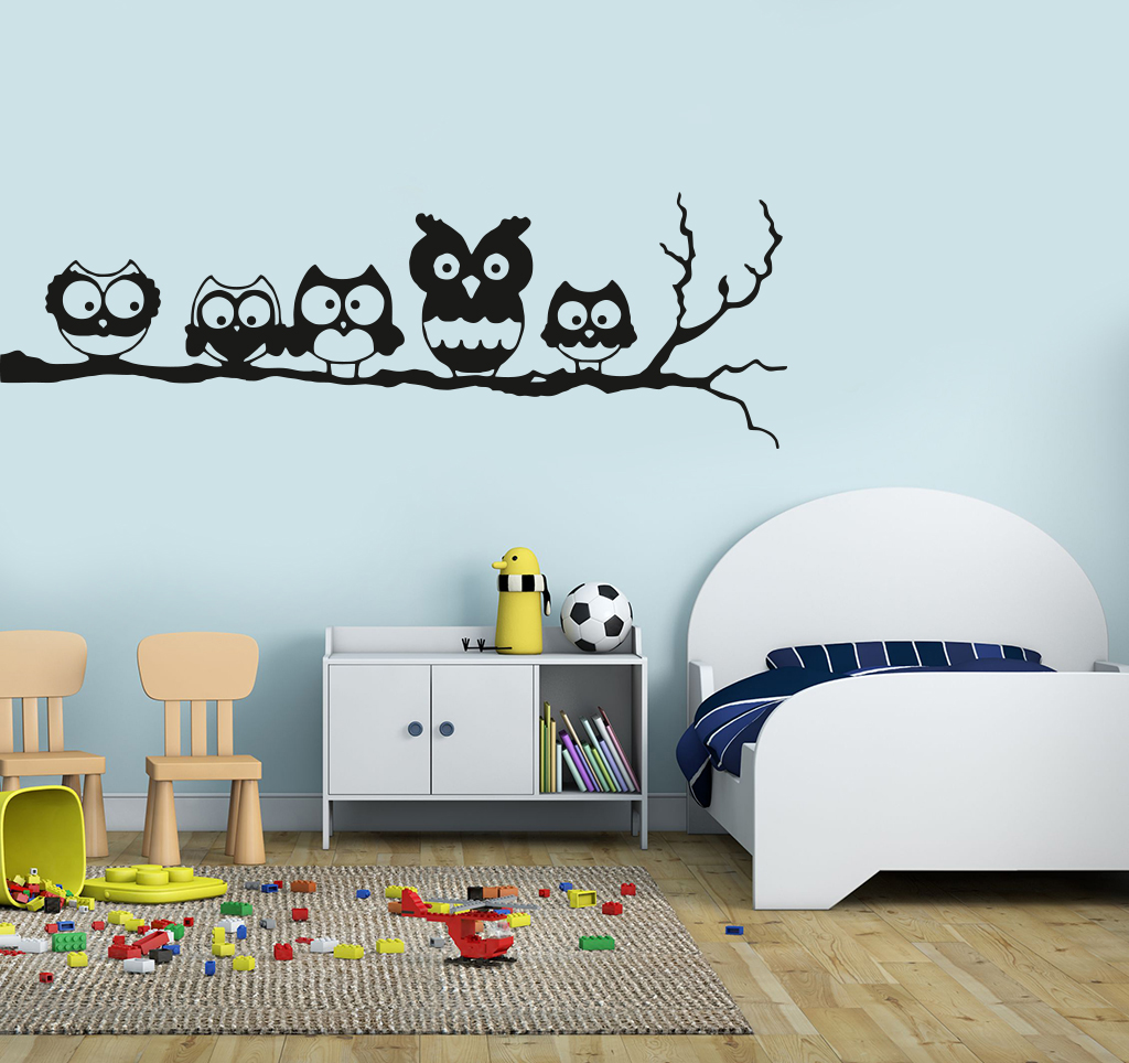 Baykuş Ailesi Çocuk Odası Duvar Sticker