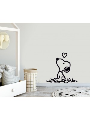 Kalp ve Sevimli Köpek Duvar Sticker Kalp ve Sevimli Köpek Duvar Sticker