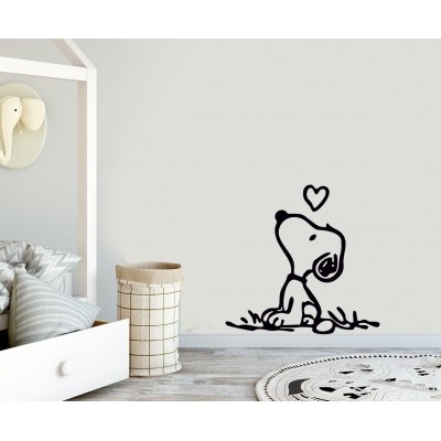 Kalp ve Sevimli Köpek Duvar Sticker