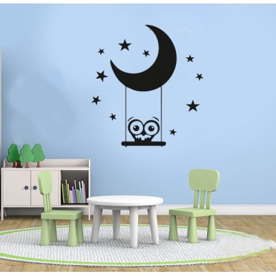 Ayda Sallanan Baykuş Çocuk Odası Duvar Sticker