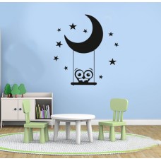 Ayda Sallanan Baykuş Çocuk Odası Duvar Sticker