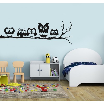 Baykuş Ailesi Çocuk Odası Duvar Sticker